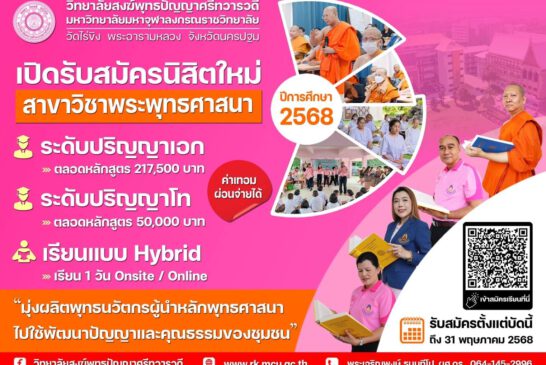 มจร.วัดไร่ขิง มุ่งพัฒนาผู้เรียน ภายใต้แนวคิด “Buddhist Social Lab”มุ่งพัฒนาผู้เรียนให้สามารถเป็นผู้นำทางความคิดในการพัฒนาชีวิตและสังคม